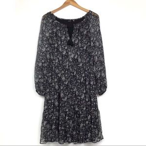 Elie Tahari 100% Silk Sheer Boho Midi Dress